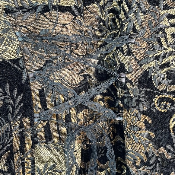 ANNE FONTAINE Tapestry Corset Back Blazer Jacket Floral Black Brown Velvet 42 10 - Picture 9 of 16